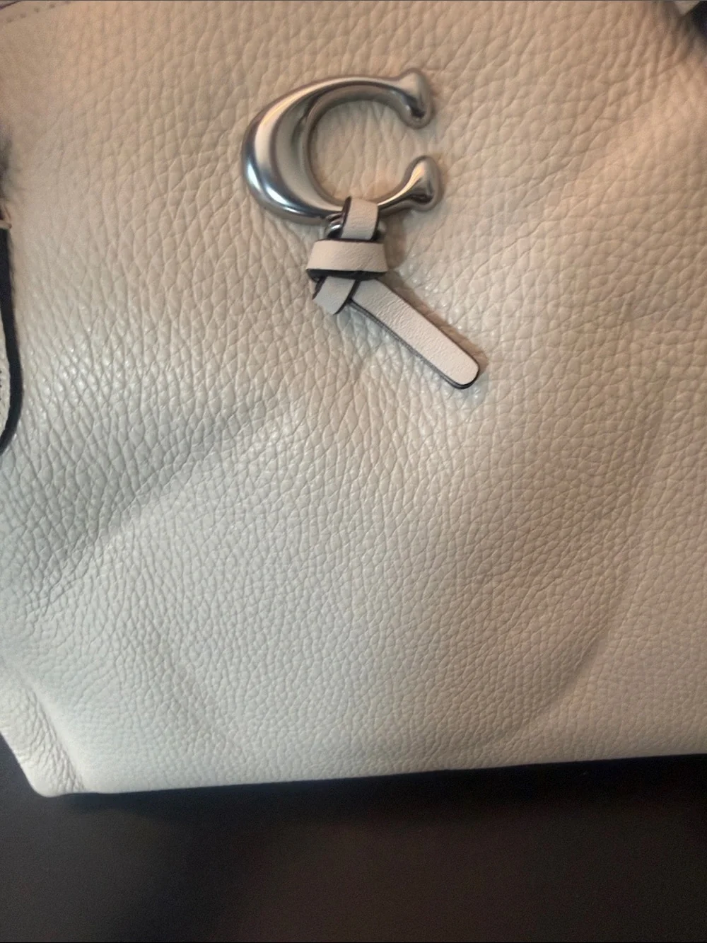 NWT Coach Pebbled Leather Shoulder Bag in Chalk